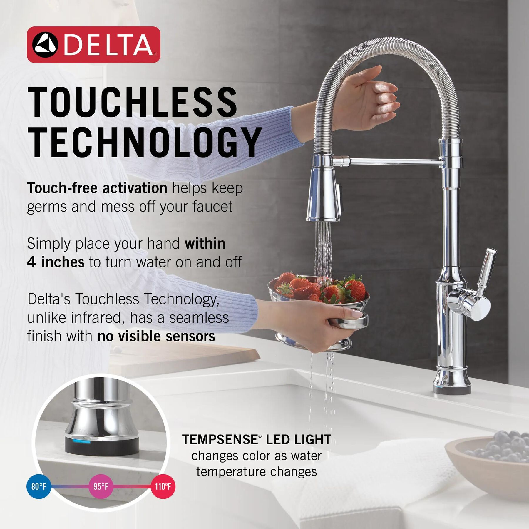 Touch2O&reg; Technology Kitchen Faucet with Touchless Technology