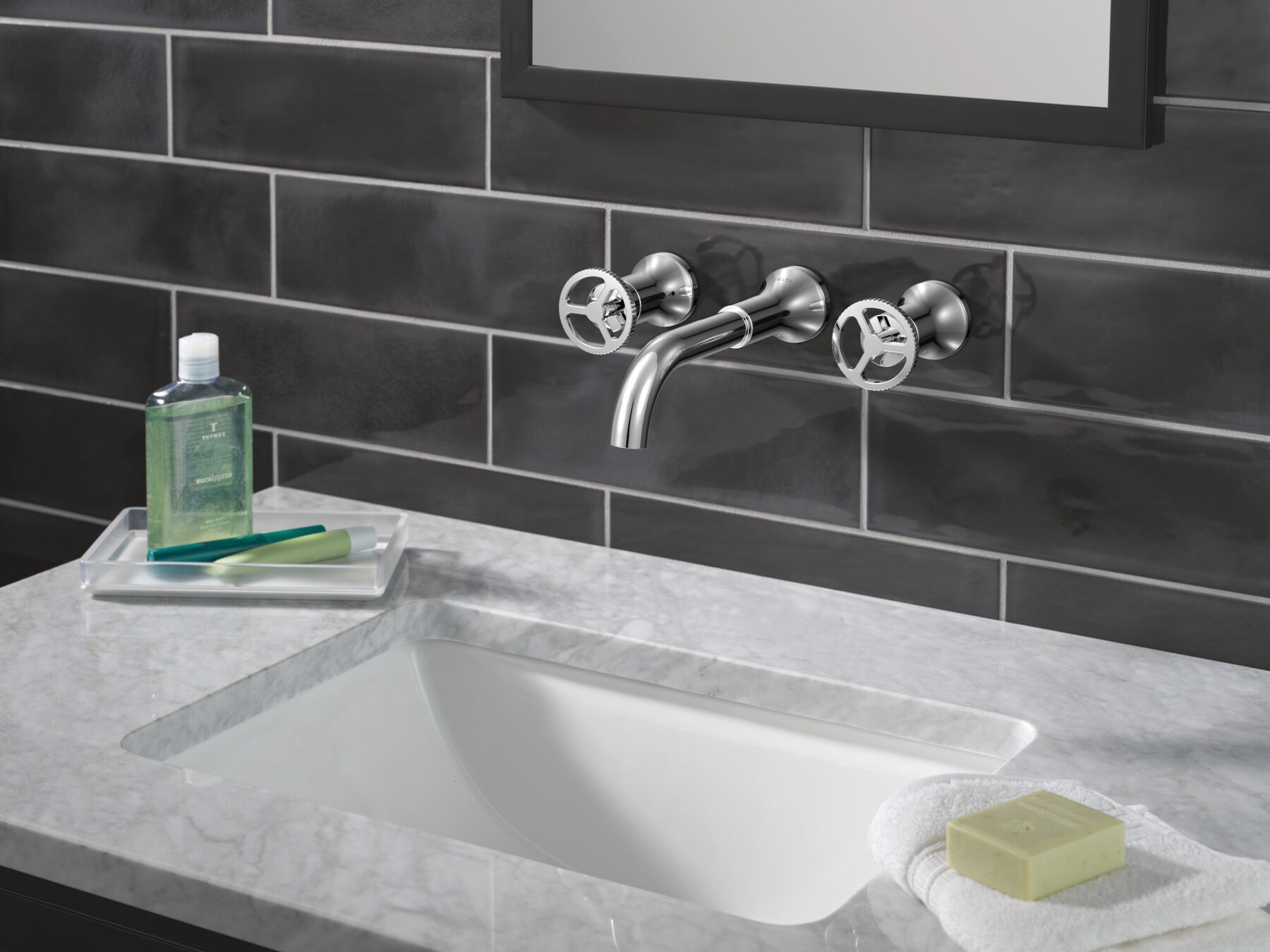 Two Handle Wall Mount Bathroom Faucet, image 5