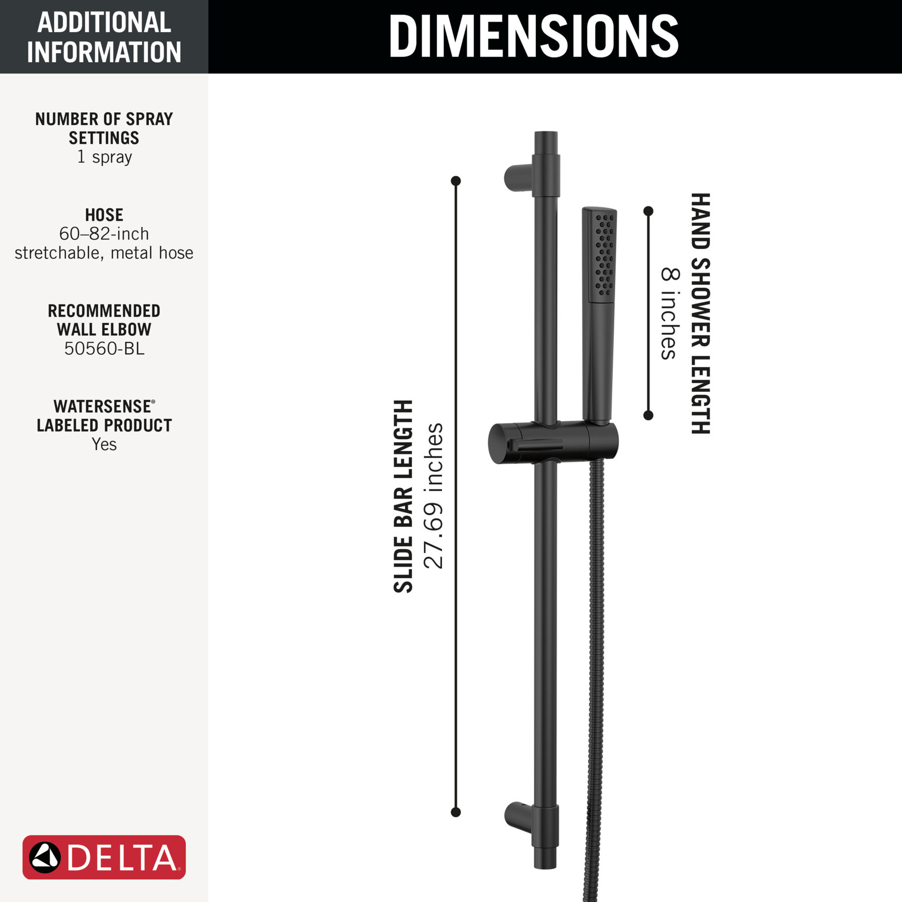 Premium Single-Setting Slide Bar Hand Shower, image 1