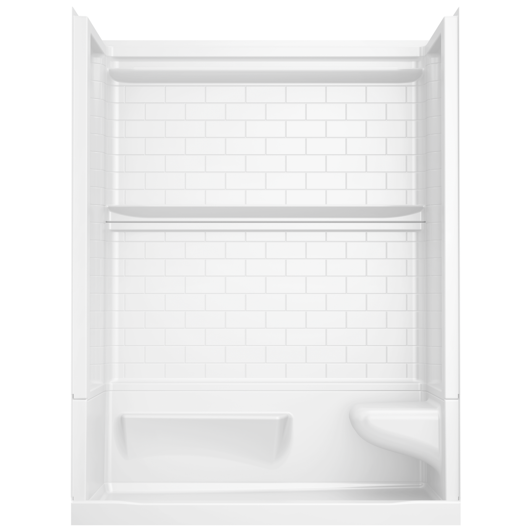 60x32 Alcove Shower Base with Tile Wall Bundle  - Right Seat Left Drain