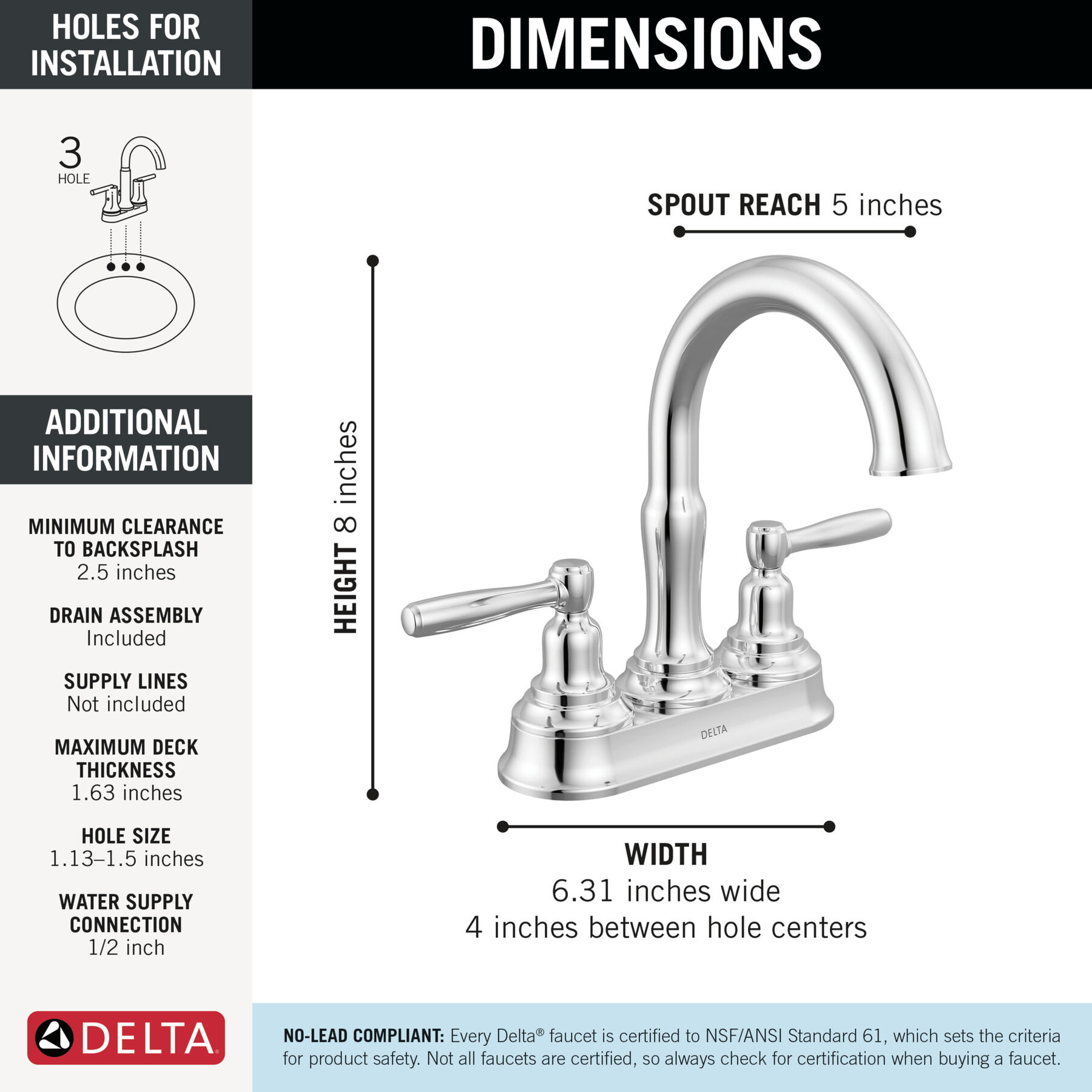 Two Handle Centerset Bathroom Faucet, image 1
