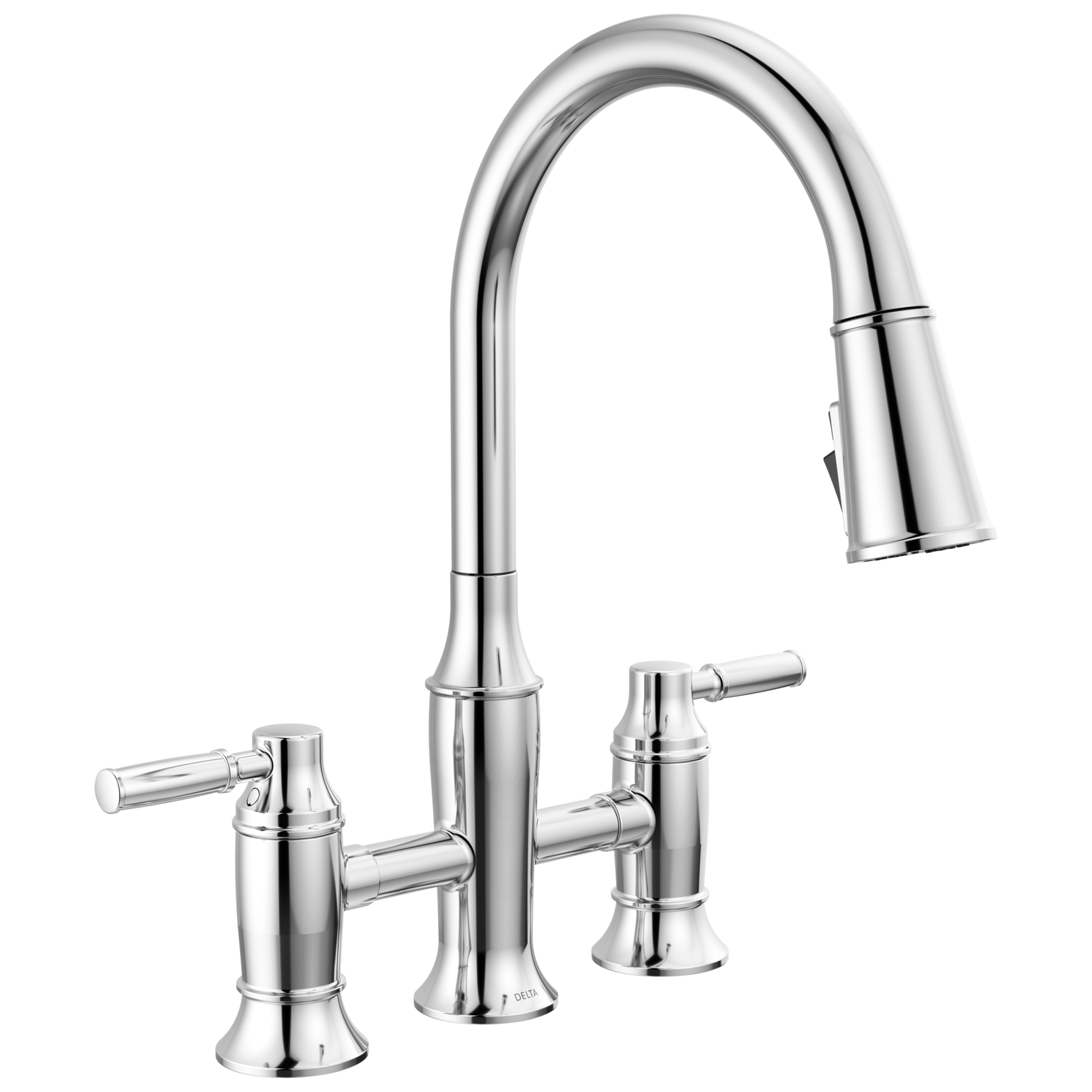 Two Handle Pull-Down Bridge Kitchen Faucet