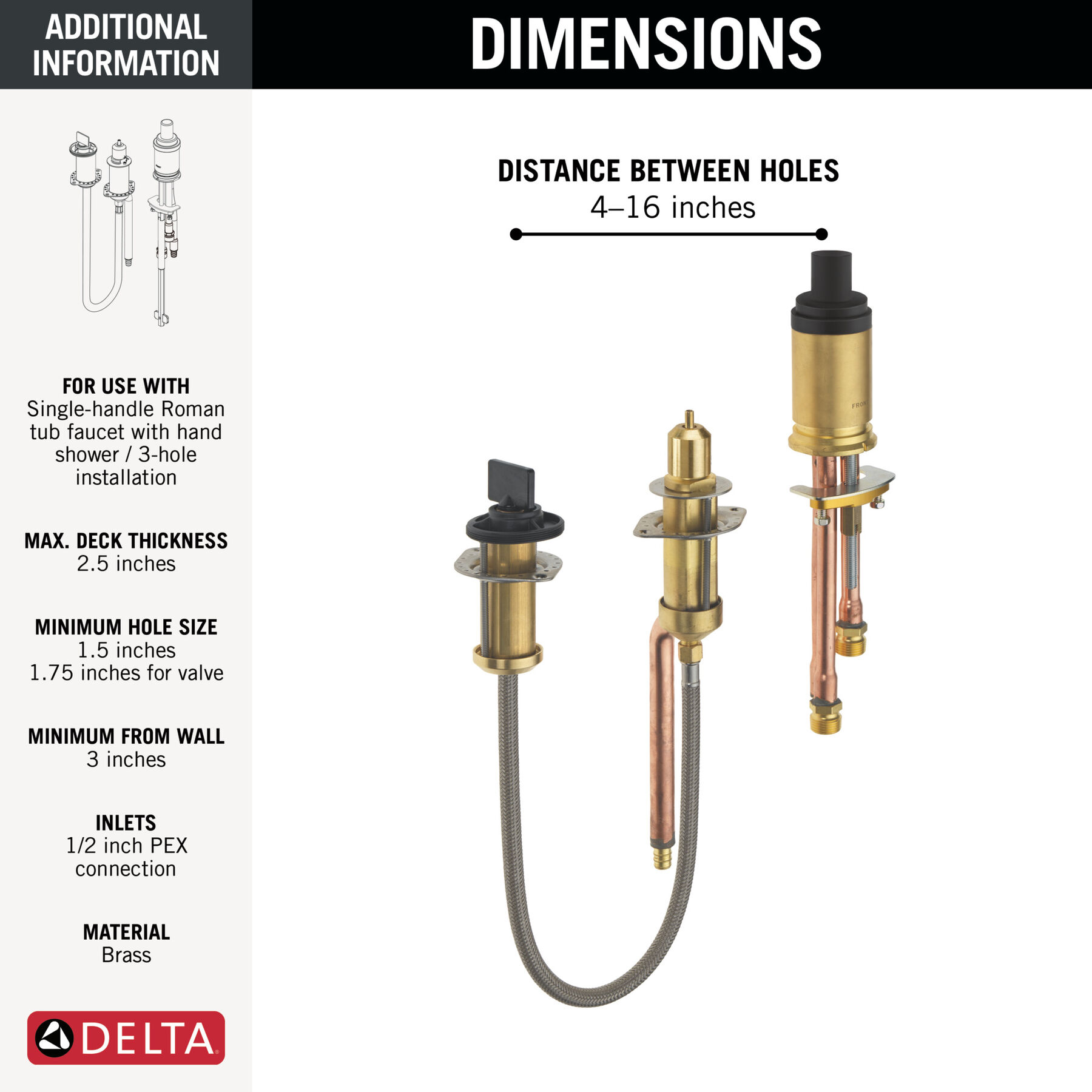 One Handle Flexible Mount with Hand Shower Rough, image 1
