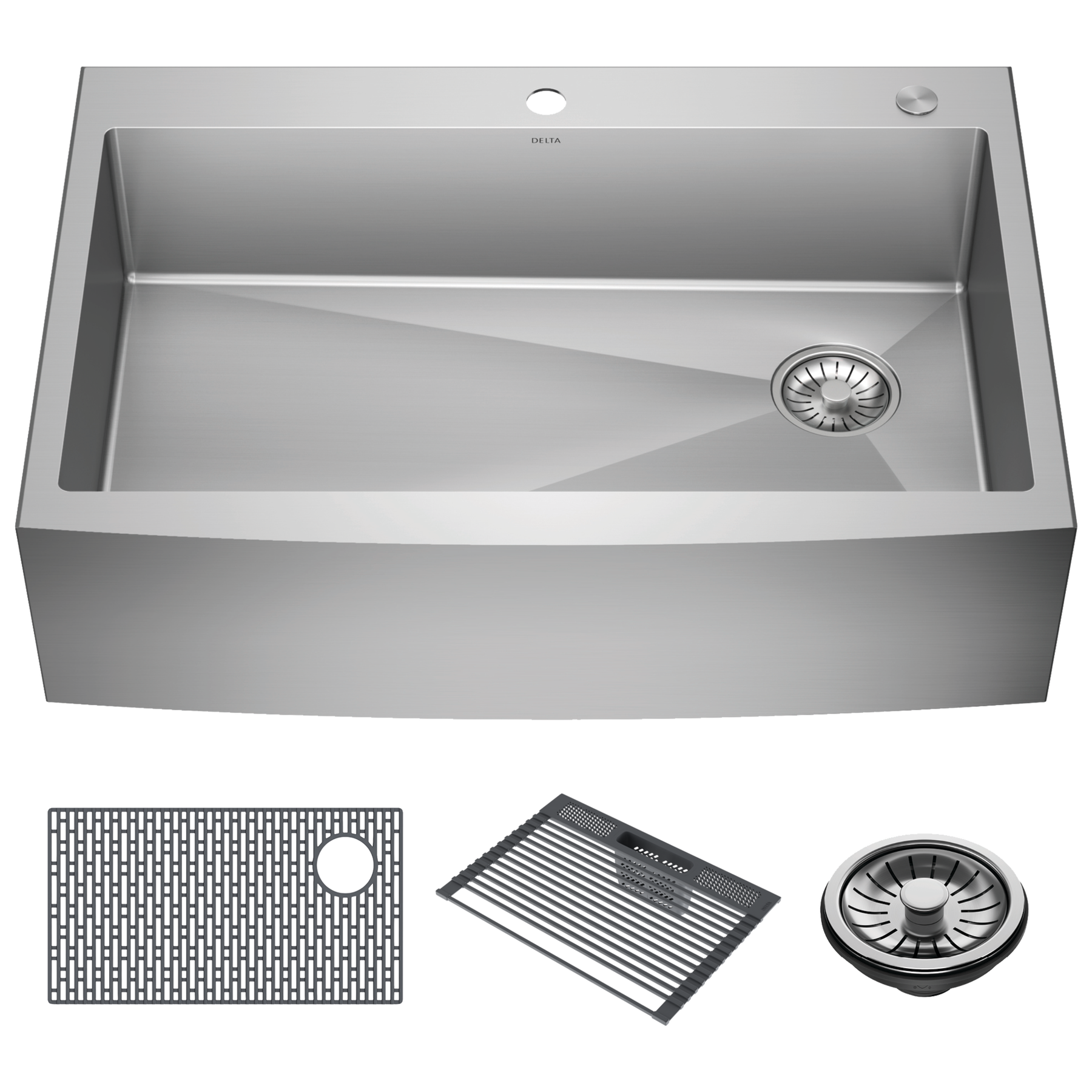 33” Retrofit Farmhouse Apron Front 16 Gauge Stainless Steel Single Bowl Kitchen Sink for Undermount / Drop-In Installation with Accessories