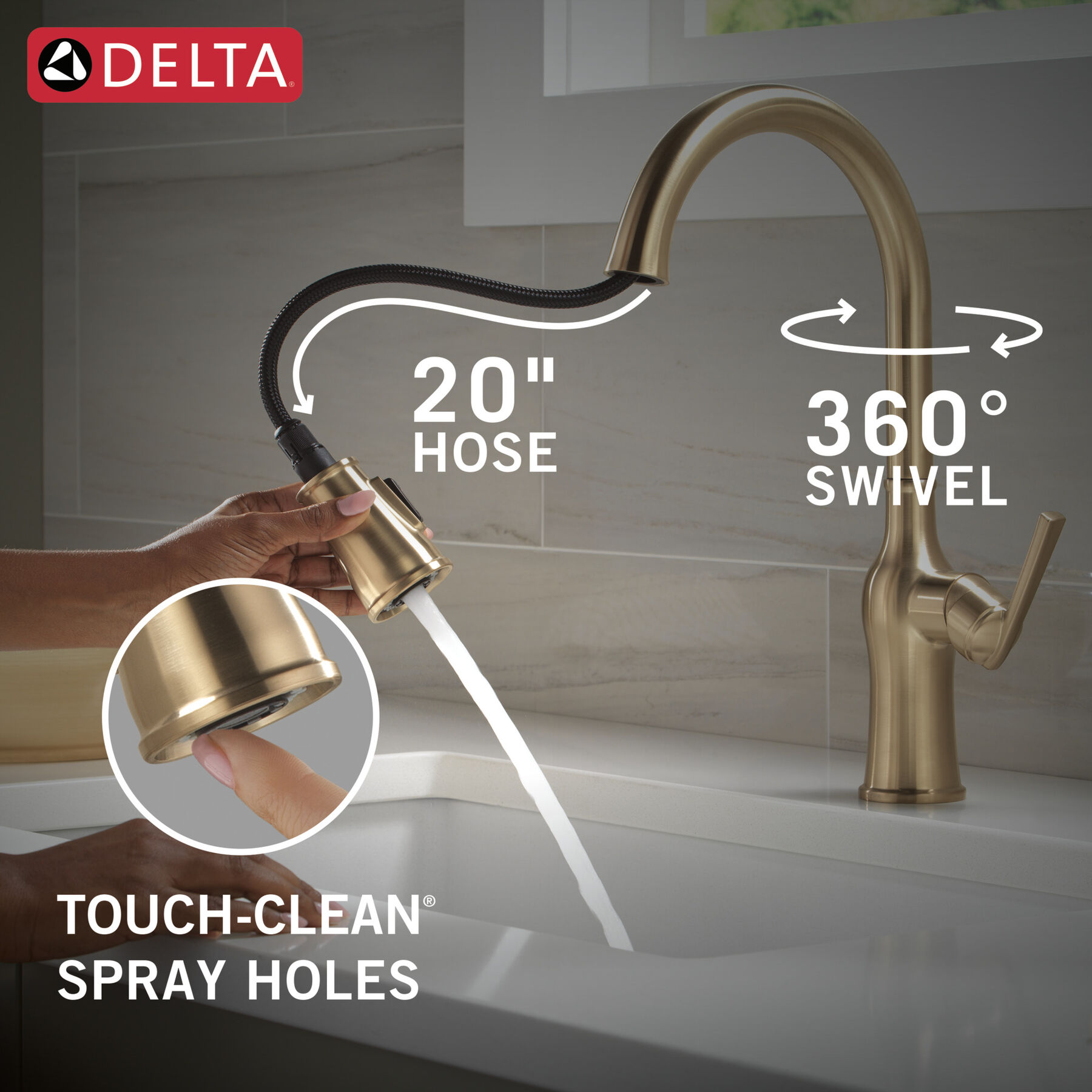 Single Handle Pull-Down Kitchen Faucet, image 6