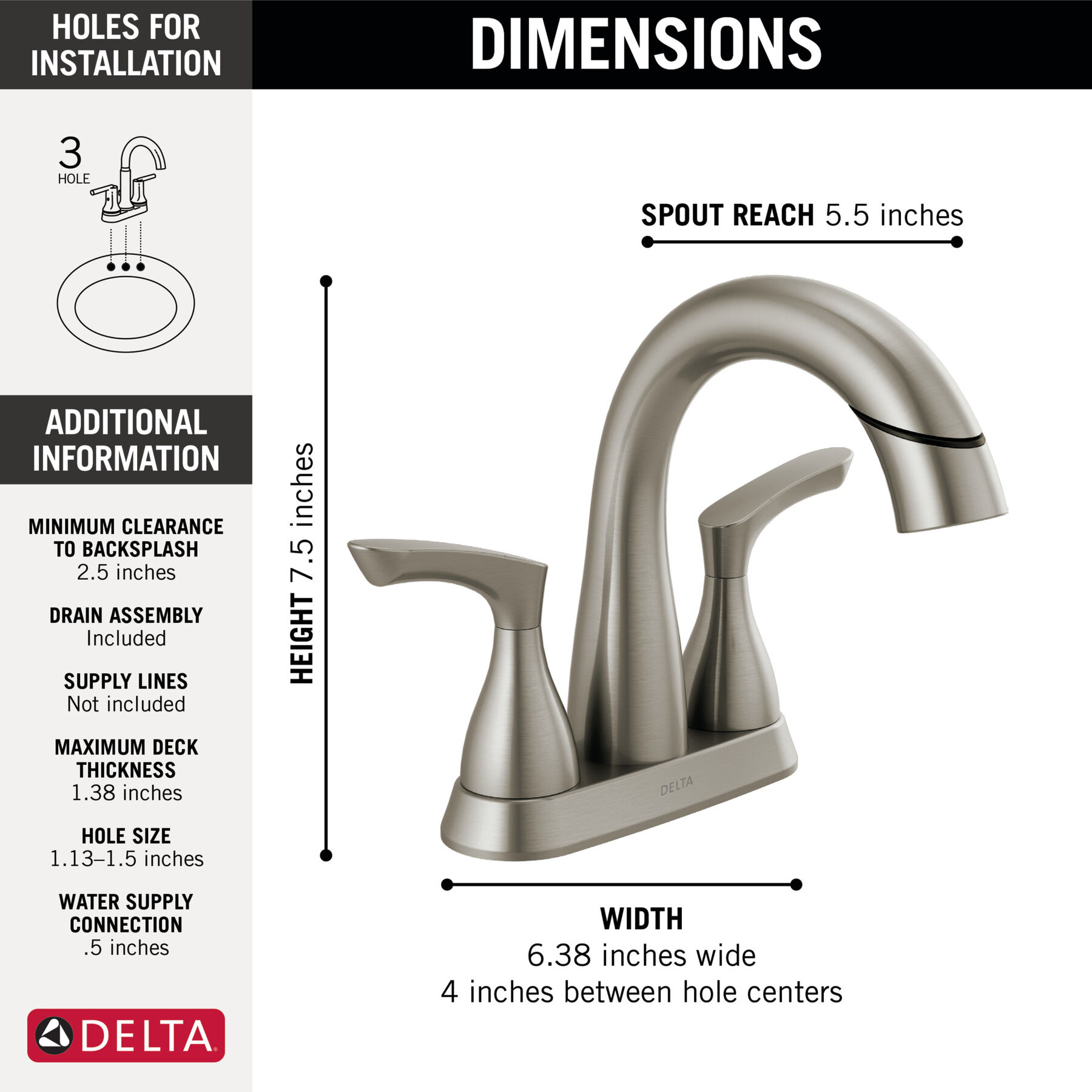 Two Handle Centerset Bathroom Faucet (Recertified), image 1
