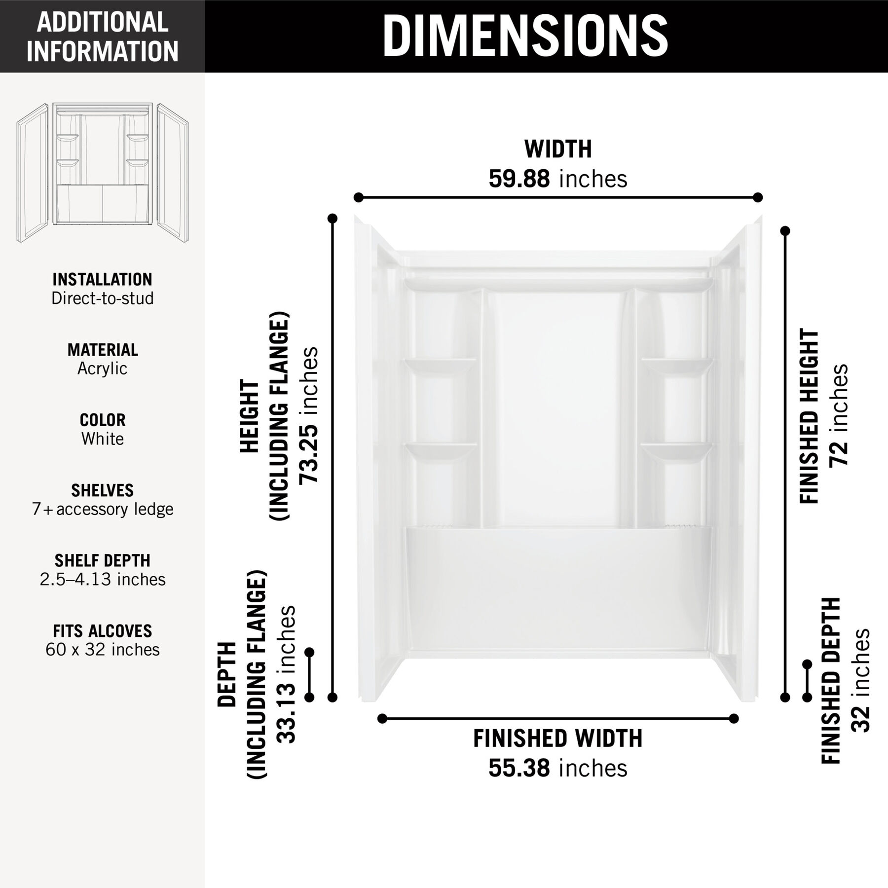 EverEdge Shower Wall 60x32", image 27