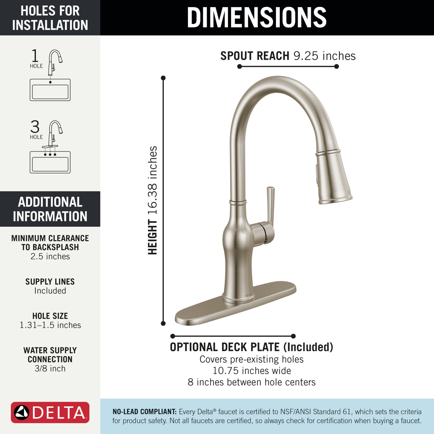 Single Handle Pull-Down Kitchen Faucet, image 3