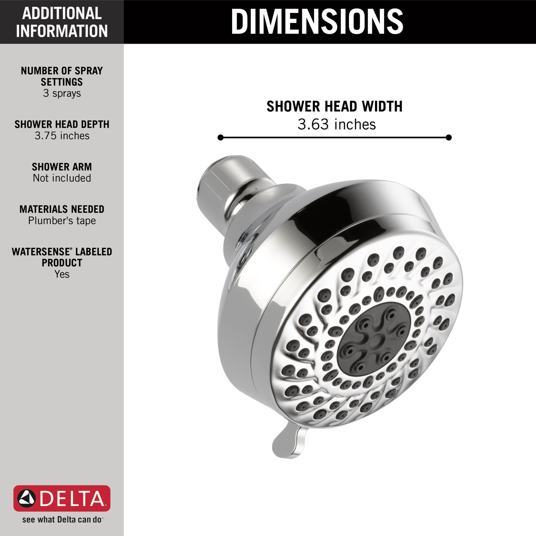 3-Setting Shower Head, 2 Pack, image 1