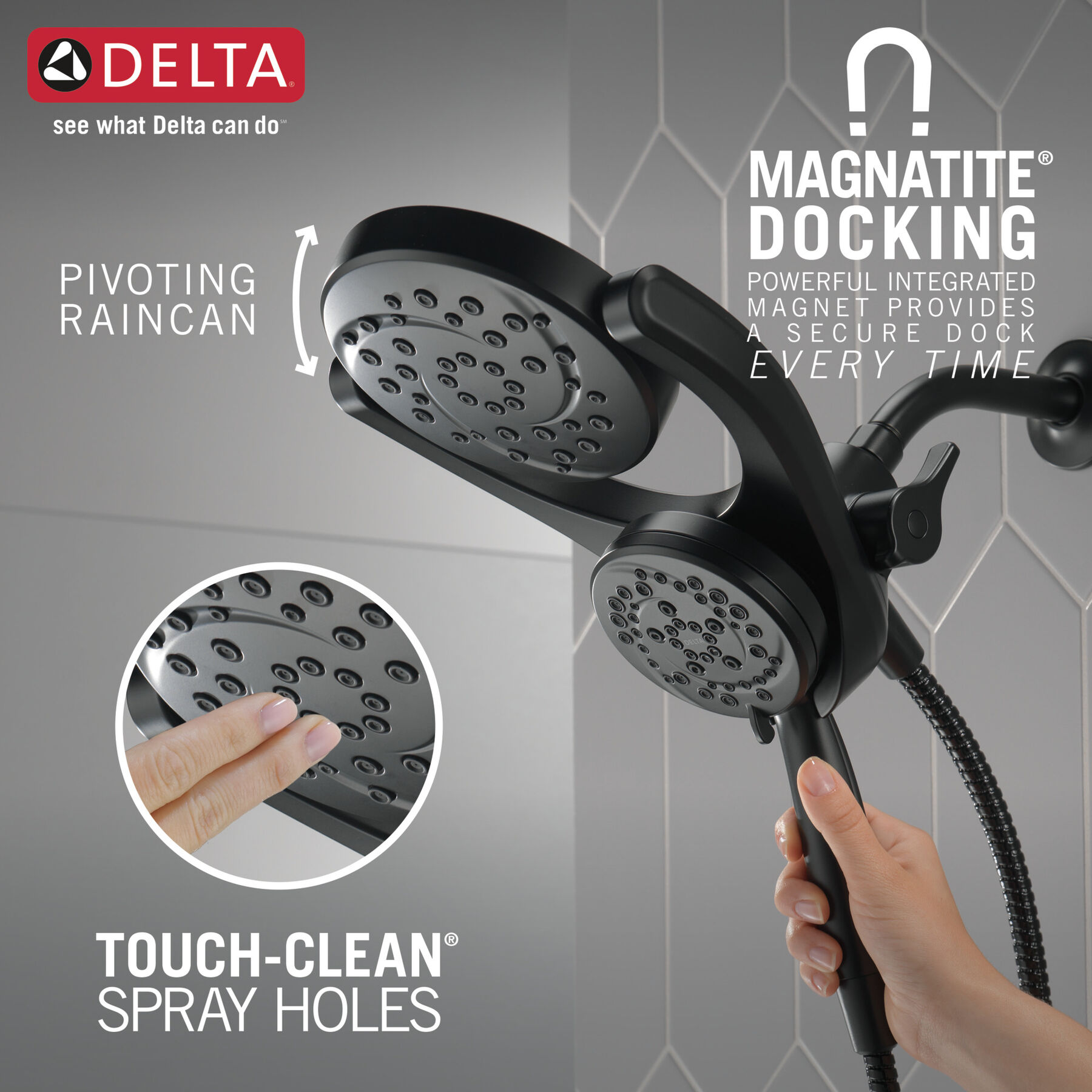 HydroRain® 4-Setting Two-in-One Shower Head (Recertified), image 1