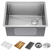 24” Workstation Undermount Single Bowl 16 Gauge Stainless Steel Laundry Utility Kitchen Sink with WorkFlow™ Ledge and Accessories