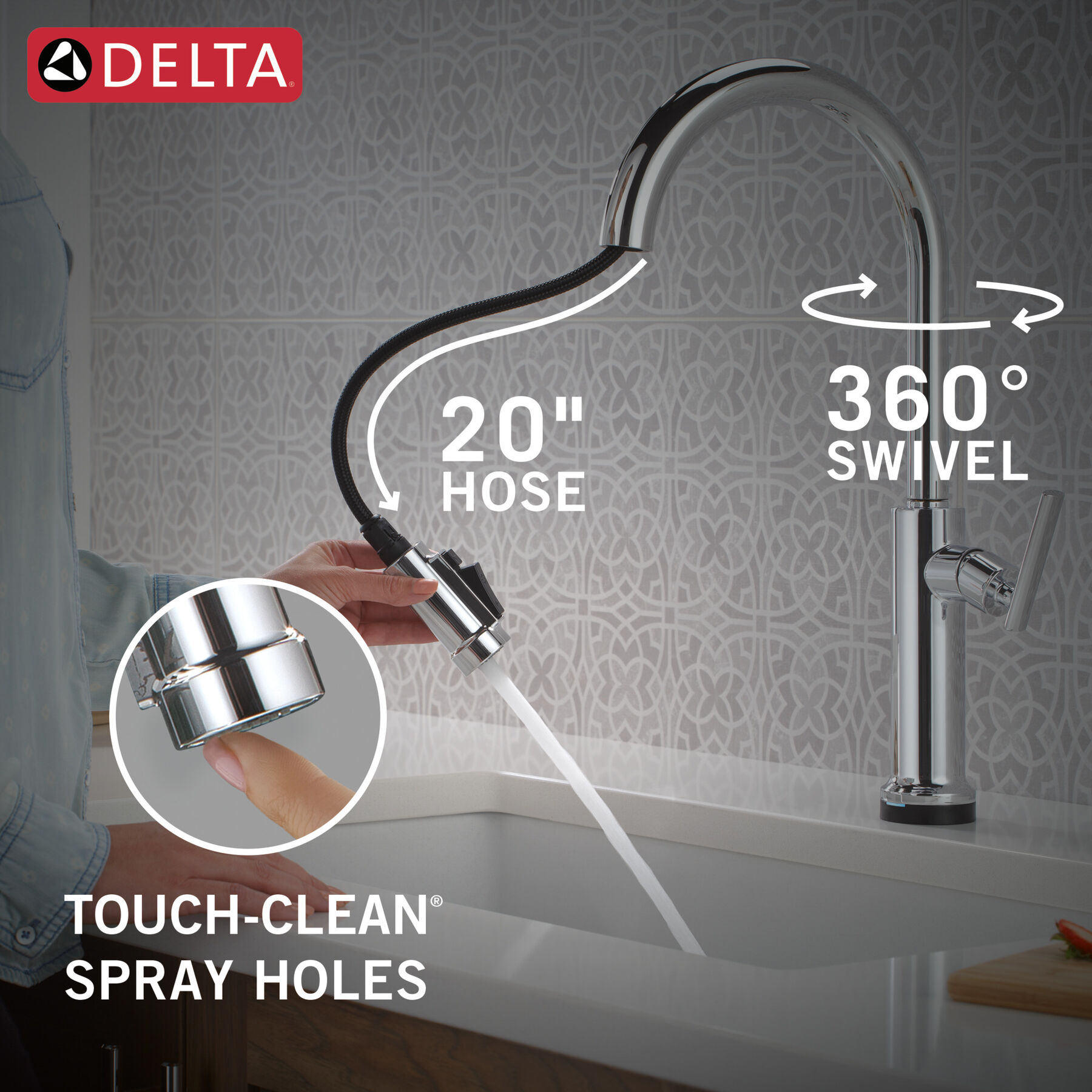 Touch2O&reg; Technology Kitchen Faucet with Touchless Technology