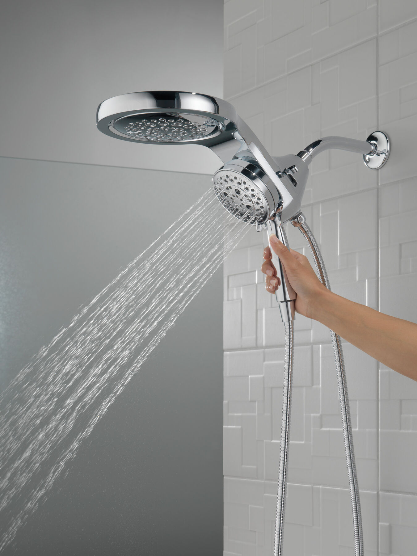 HydroRain® H<sub>2</sub>Okinetic® 5-Setting Two-in-One Shower Head, image 1
