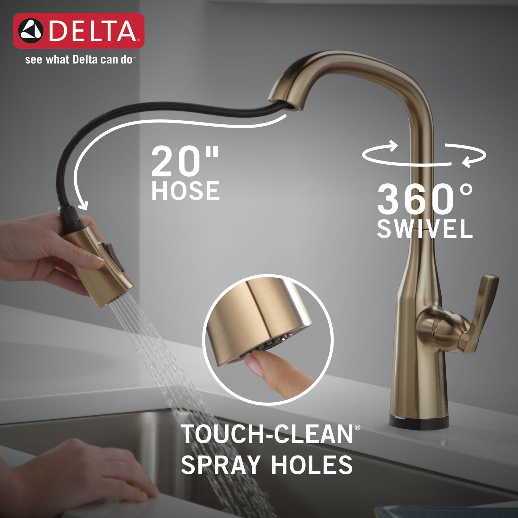 Single Handle Pull-Down Kitchen Faucet with Touch<sub>2</sub>O® Technology (Recertified), image 6