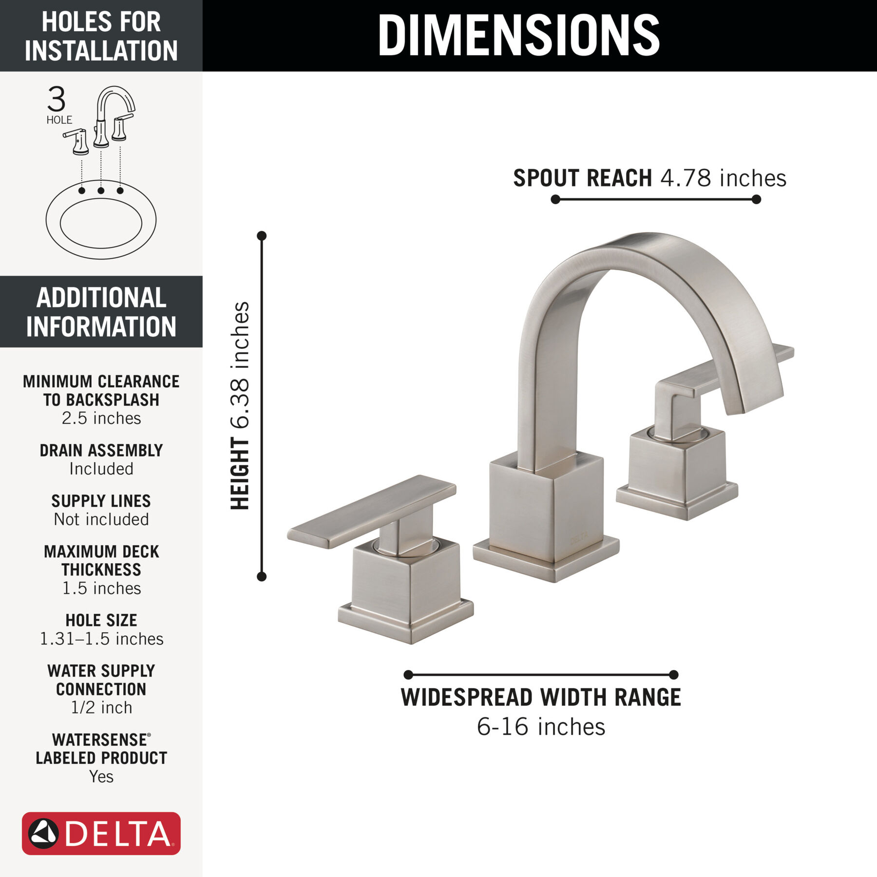 Two Handle Widespread Bathroom Faucet, image 1