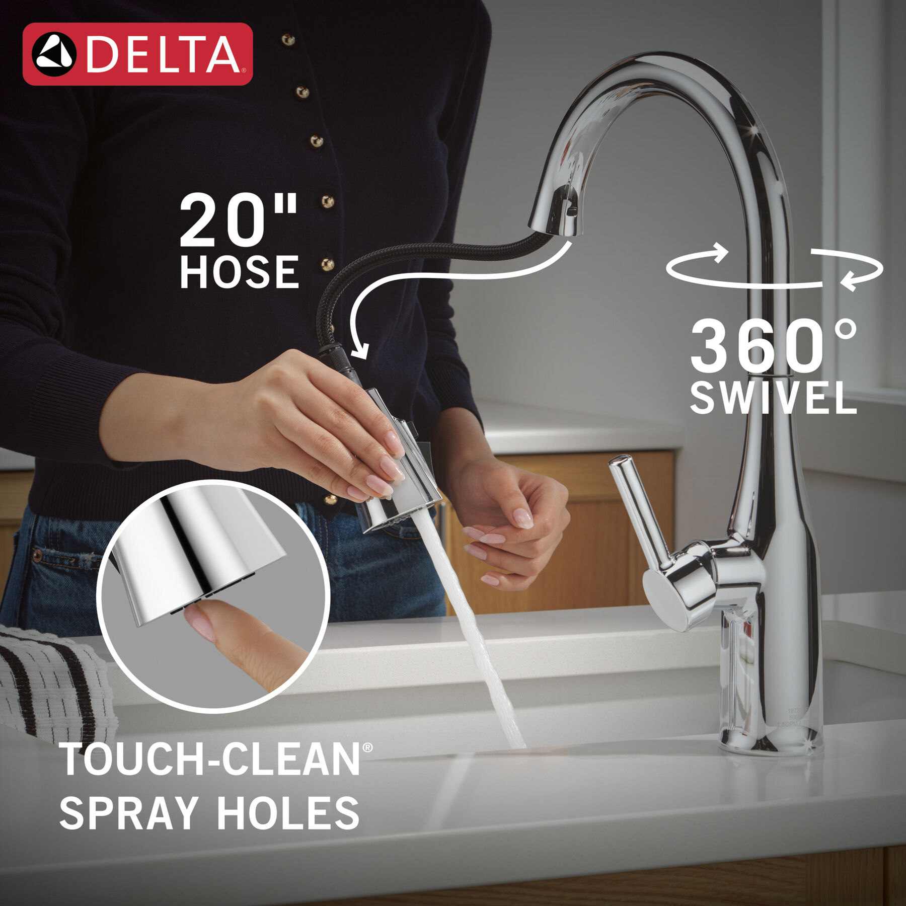 Single Handle Pull-Down Kitchen Faucet, image 8