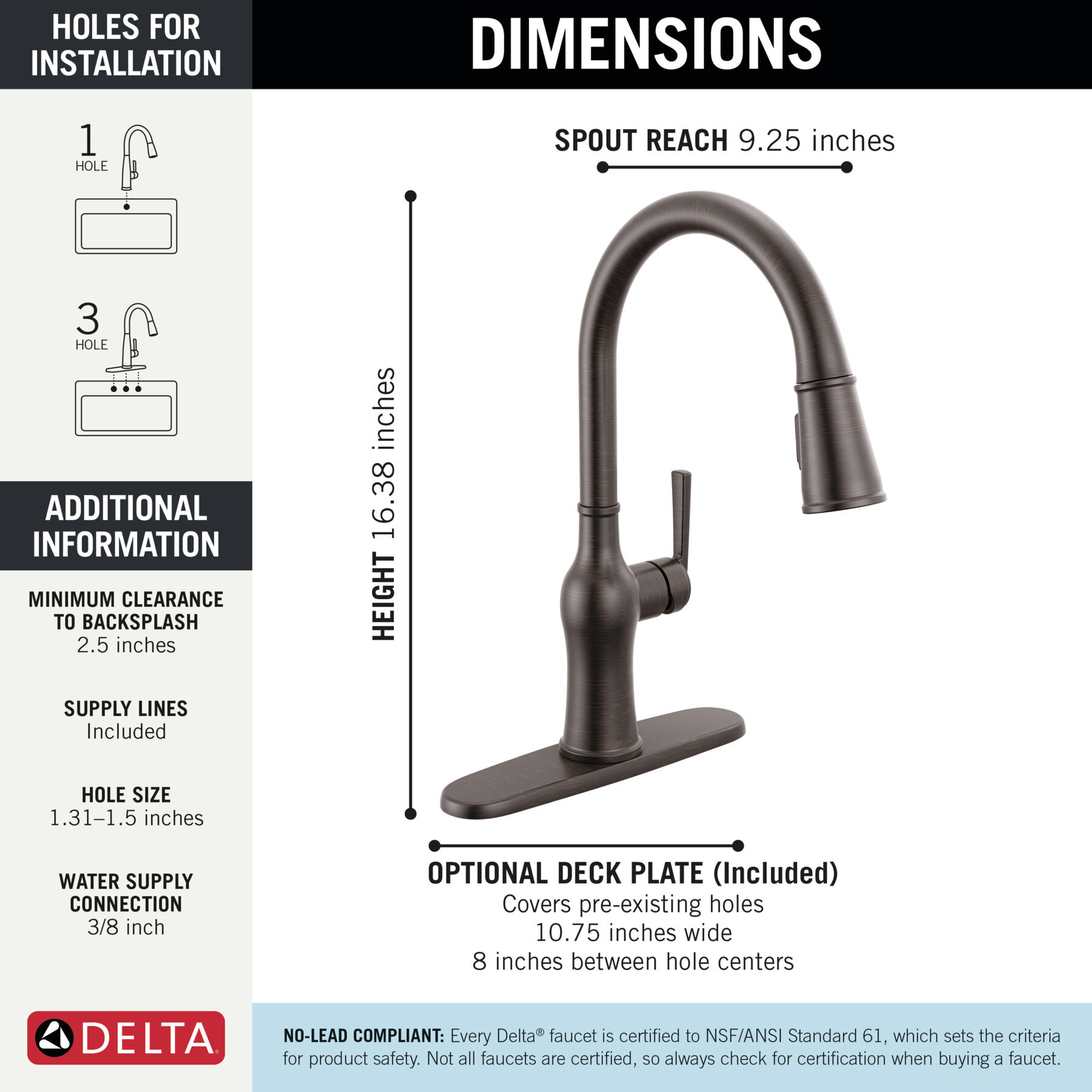 Single Handle Pull-Down Kitchen Faucet, image 3