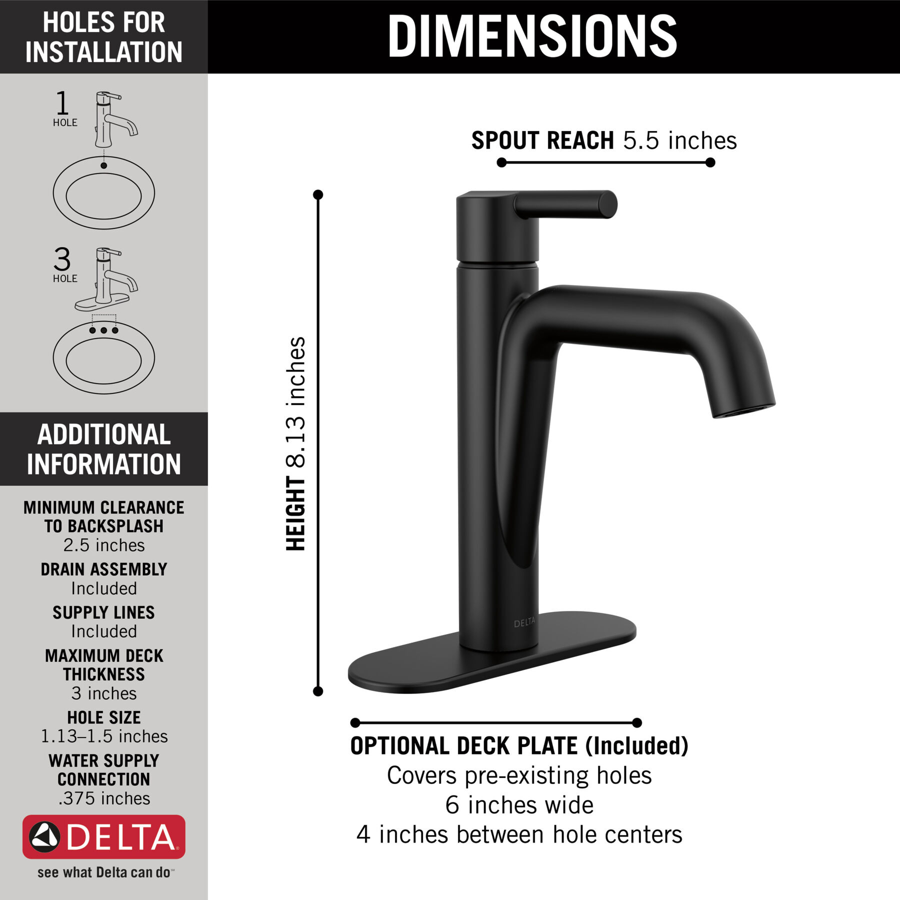 Single-Hole Bathroom Faucet 1L (Recertified), image 1