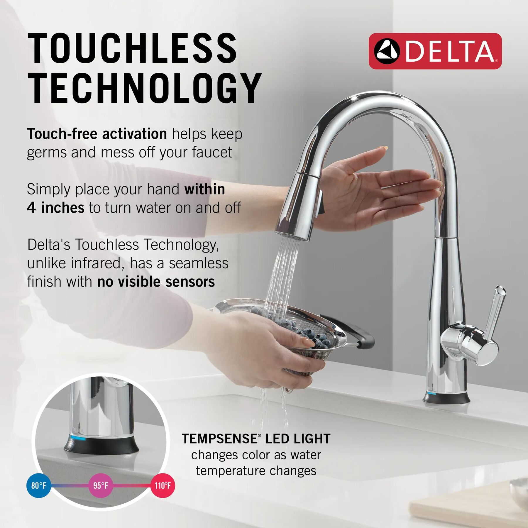Touch<sub>2</sub>O&reg; Technology Kitchen Faucet with Touchless Technology