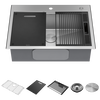 30” Workstation Kitchen Sink Drop-In Top Mount 16 Gauge Stainless Steel Single Bowl with WorkFlow™ Ledge and Accessories