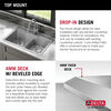 33” Workstation Drop-In Top Mount Double Bowl 16 Gauge Stainless Steel Kitchen Sink with WorkFlow™ Ledge and Accessories