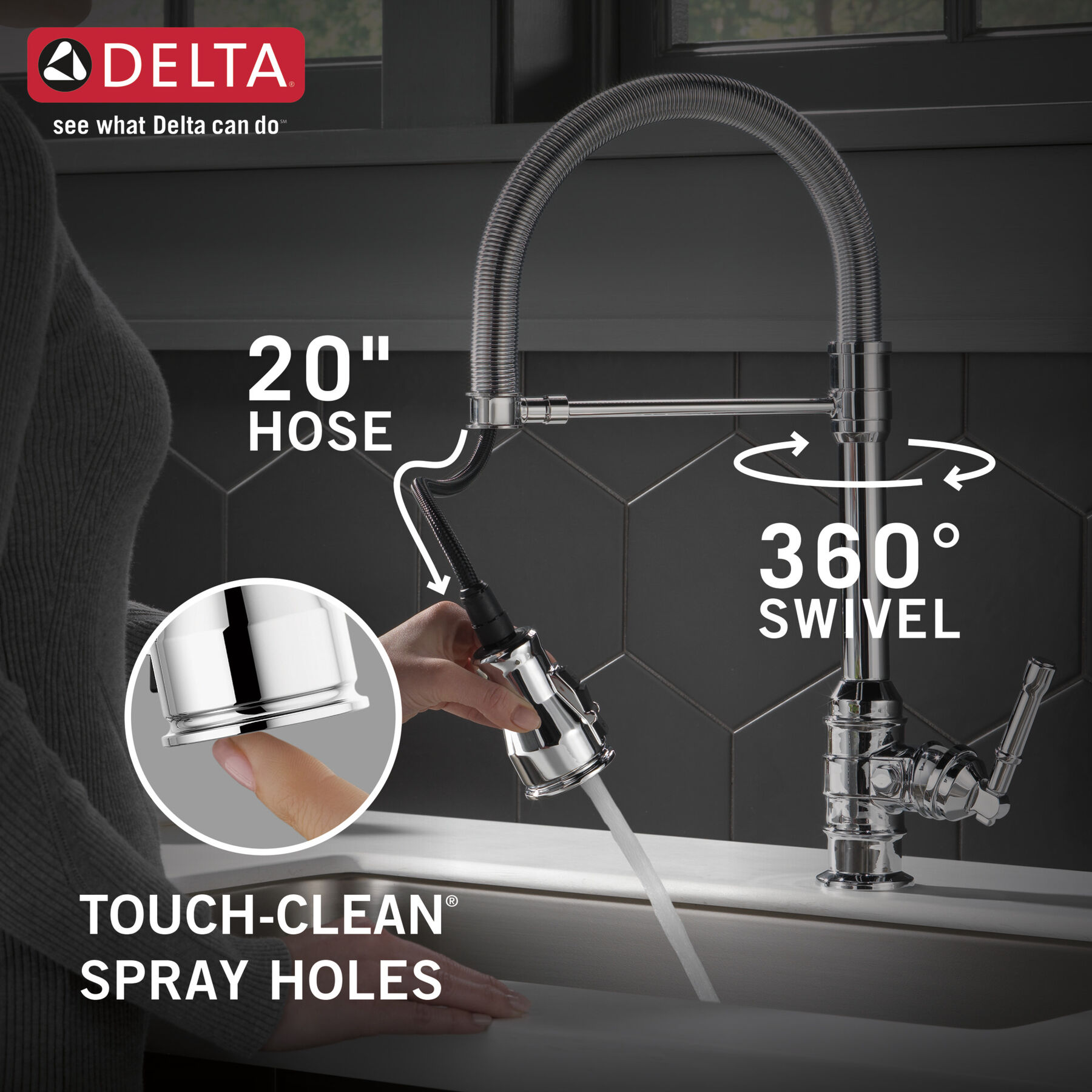Single Handle Pull-Down Kitchen Faucet With Spring Spout, image 4