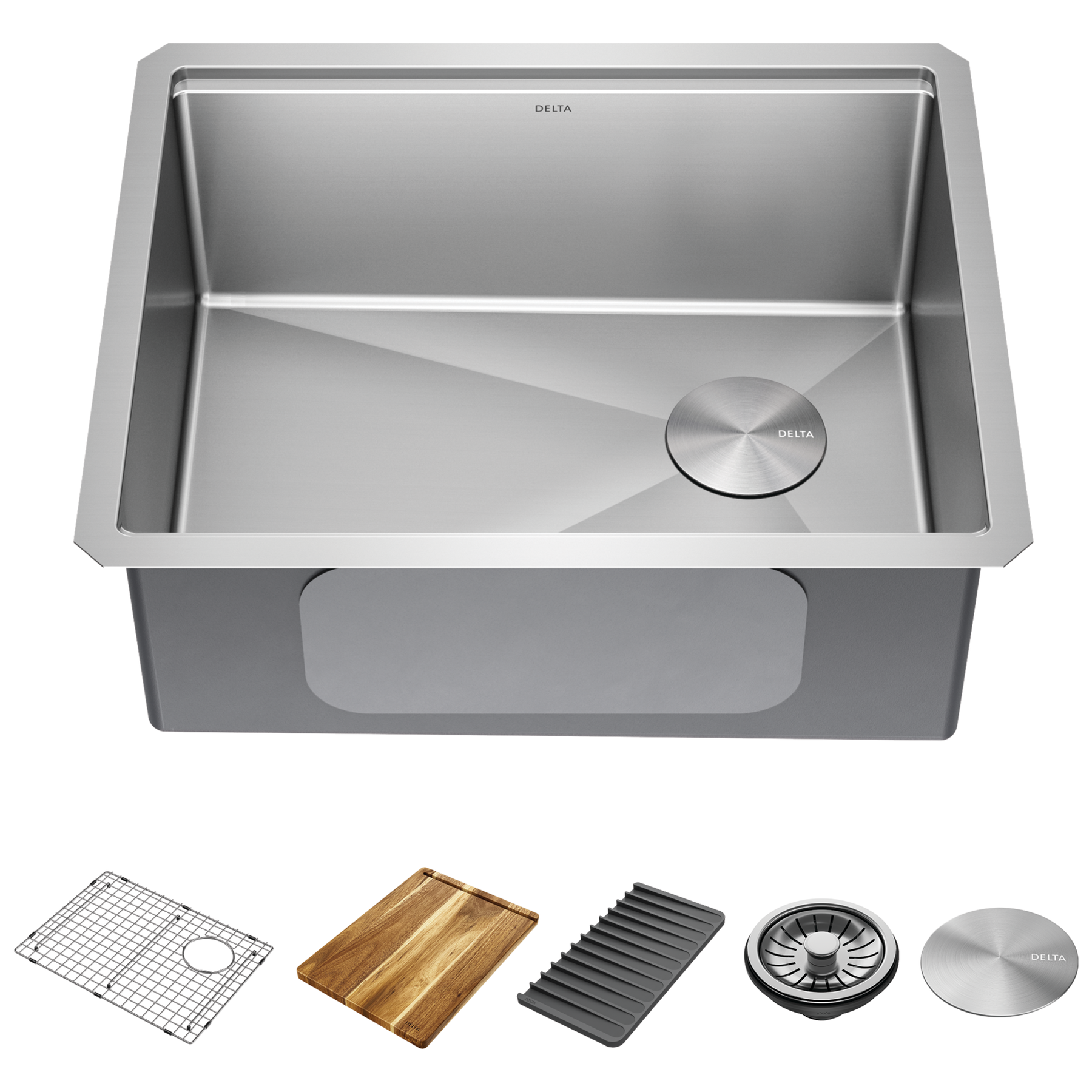 23” Workstation Undermount Single Bowl 16 Gauge Stainless Steel Kitchen Sink with WorkFlow™ Ledge and Accessories