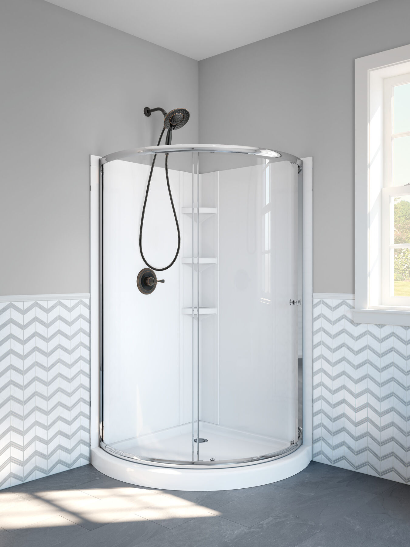 38" OPP Round Shower Enclosure Clear, image 1