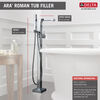 Single Handle Floor Mount Tub Filler Trim with Hand Shower