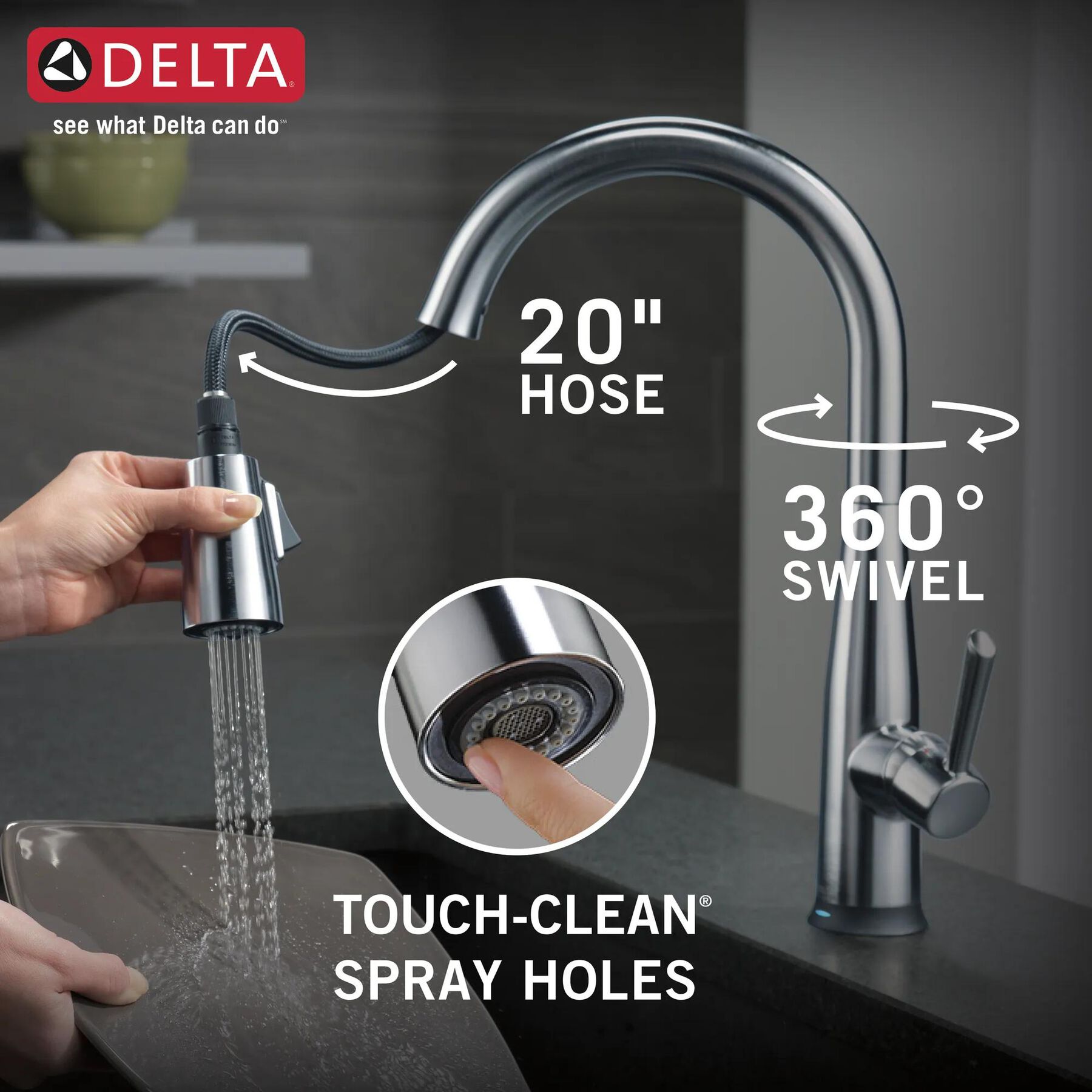 Single Handle Pull-Down Kitchen Faucet with Touch<sub>2</sub>O&reg; Technology