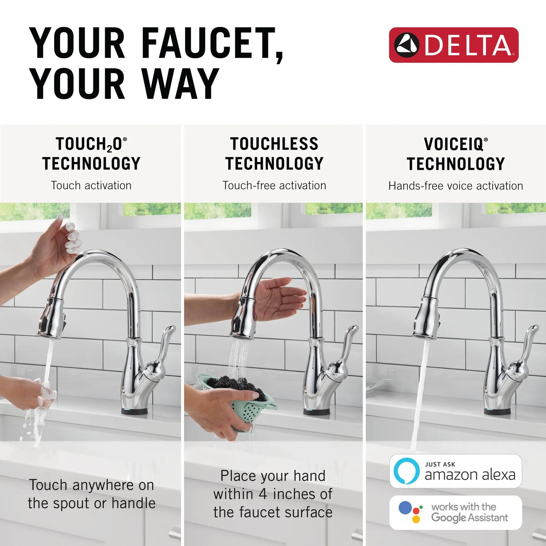 Touch2O with Touchless and VoiceIQ&reg; Technology Single Handle Pull-Down Kitchen Faucet with Soap Dispenser