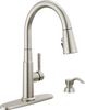 Single Handle Pull-Down Kitchen Faucet with Soap Dispenser and ShieldSpray® Technology
