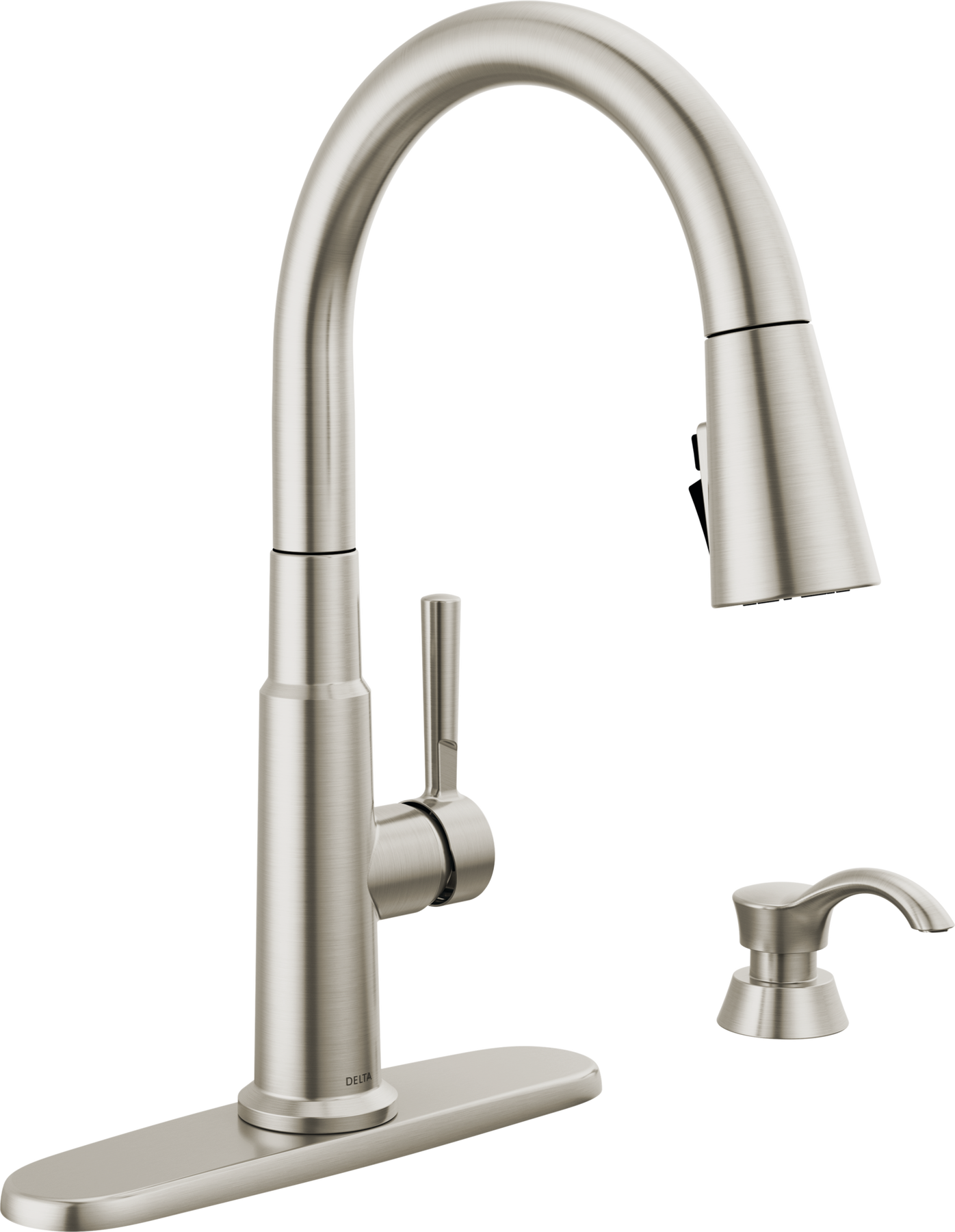 Single Handle Pull-Down Kitchen Faucet with Soap Dispenser and ShieldSpray® Technology, image 1