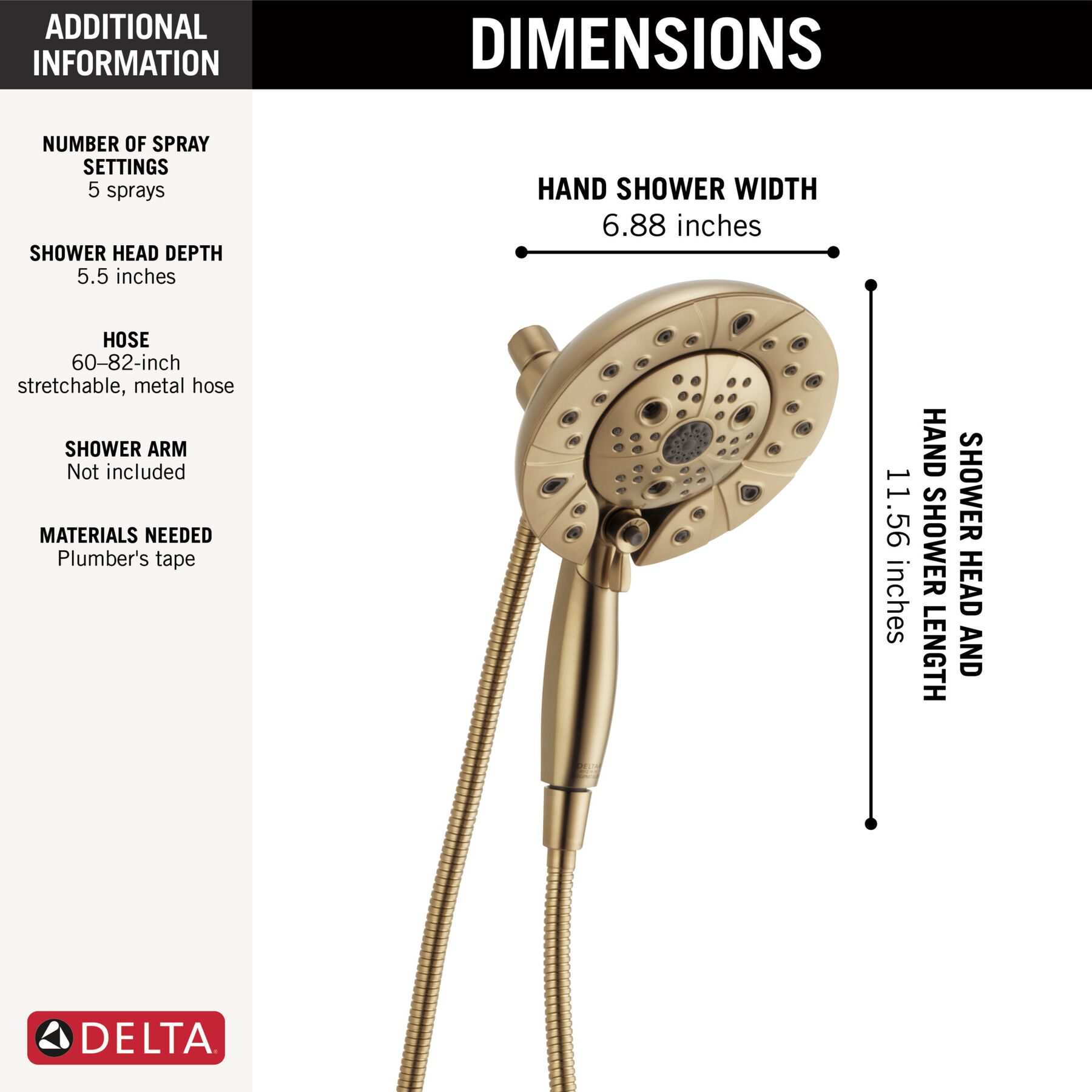 H2Okinetic® In2ition® 5-Setting Two-In-One Shower (Recertified), image 4