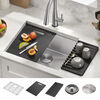23” Workstation Undermount Single Bowl 16 Gauge Stainless Steel Kitchen Sink with WorkFlow™ Ledge and Accessories