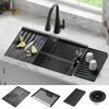 30” Granite Composite Workstation Kitchen Sink Undermount Single Bowl with WorkFlow™ Ledge and Accessories in Metallic Black