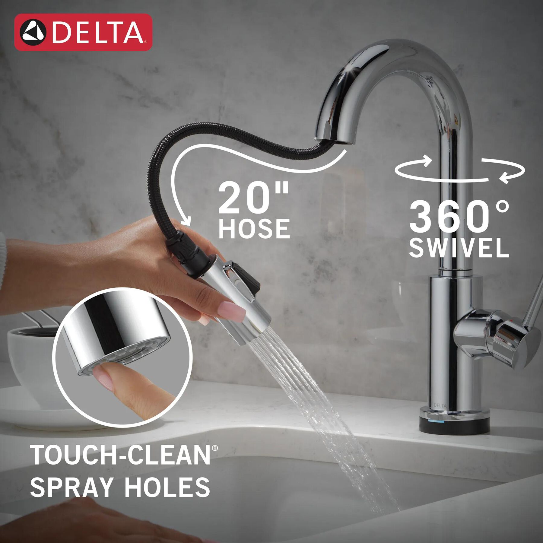 Single Handle Pull-Down Bar / Prep Faucet with Touch<sub>2</sub>O&reg; Technology