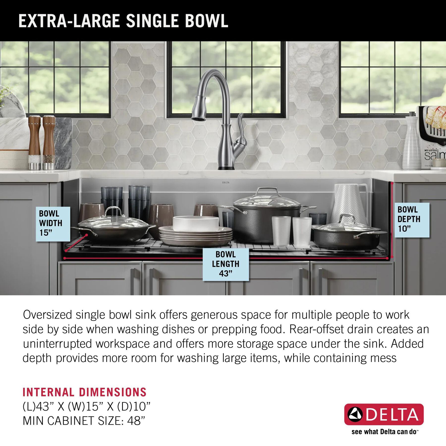 45&rdquo; Workstation Undermount Single Bowl 16 Gauge Stainless Steel Kitchen Sink with 2-Tier&nbsp;WorkFlow&trade; Ledge and Accessories
