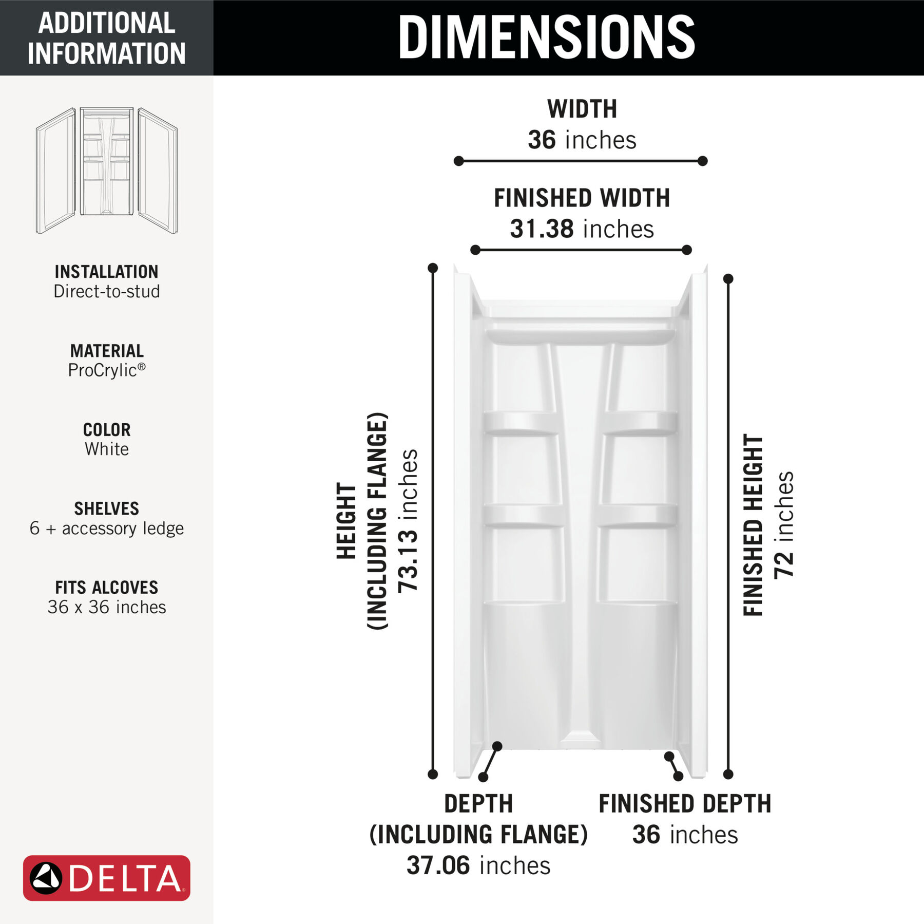 ProCrylic 36 in. Shower Surround
