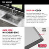 30” Workstation Kitchen Sink Drop-In Top Mount 16 Gauge Stainless Steel Single Bowl with WorkFlow™ Ledge and Accessories