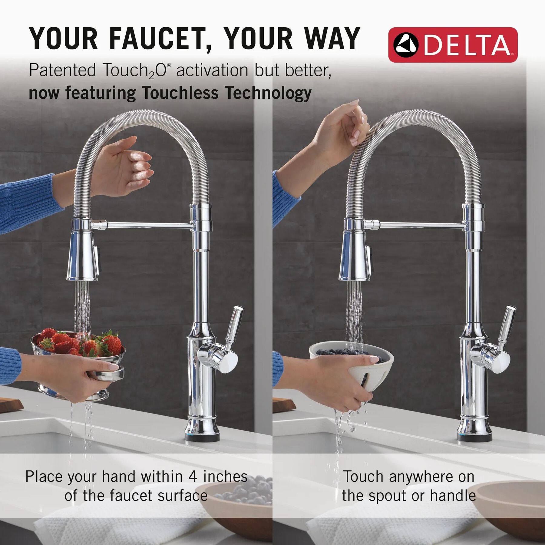 Touch2O&reg; Technology Kitchen Faucet with Touchless Technology