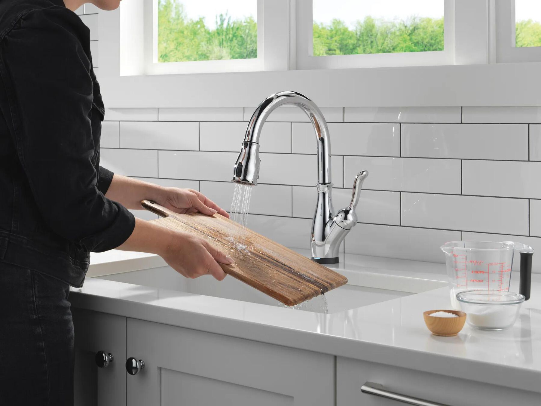 Touch2O with Touchless and VoiceIQ&reg; Technology Single Handle Pull-Down Kitchen Faucet with Soap Dispenser
