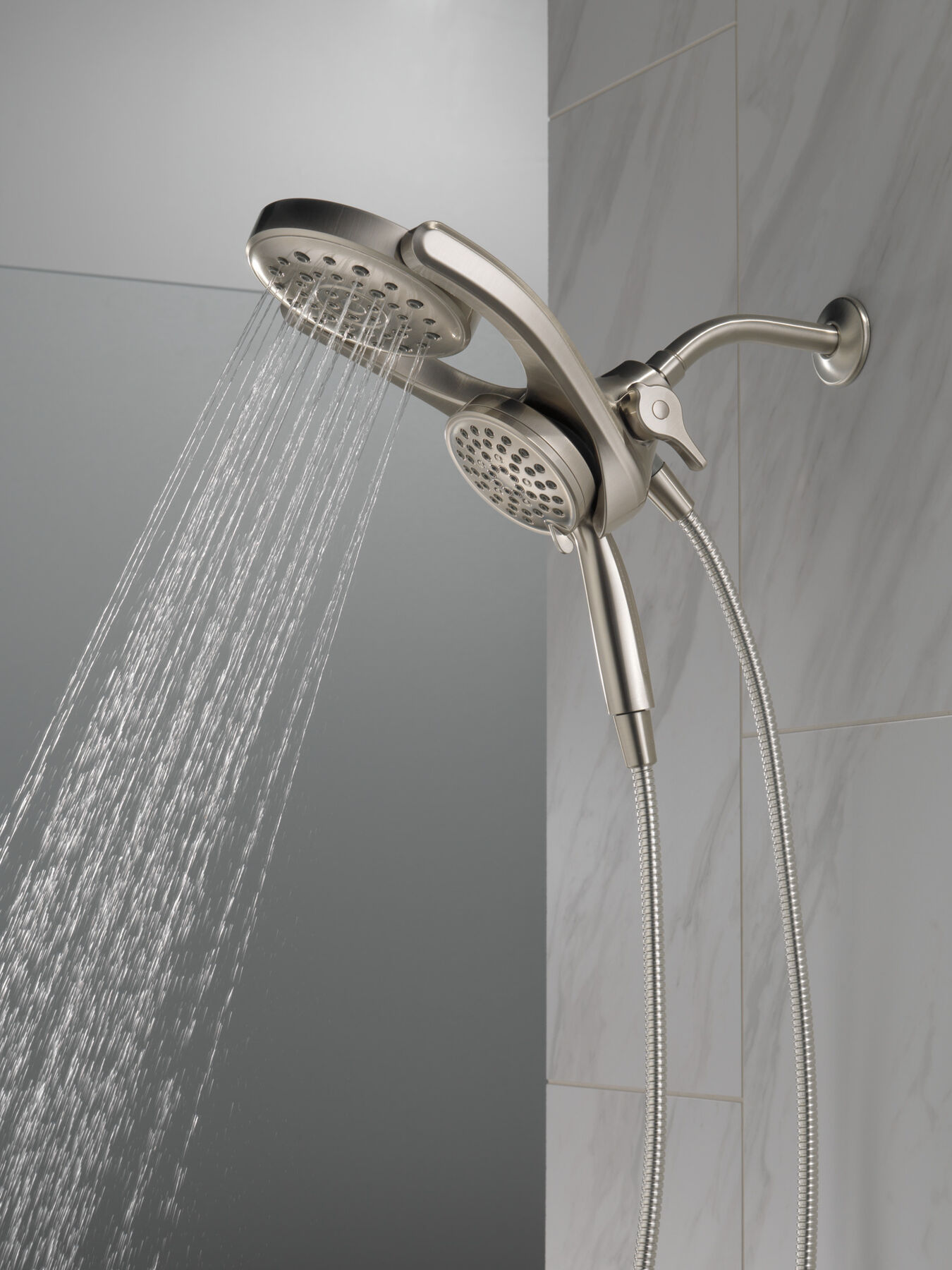 HydroRain&reg; 4-Setting Two-in-One Shower Head (Recertified)