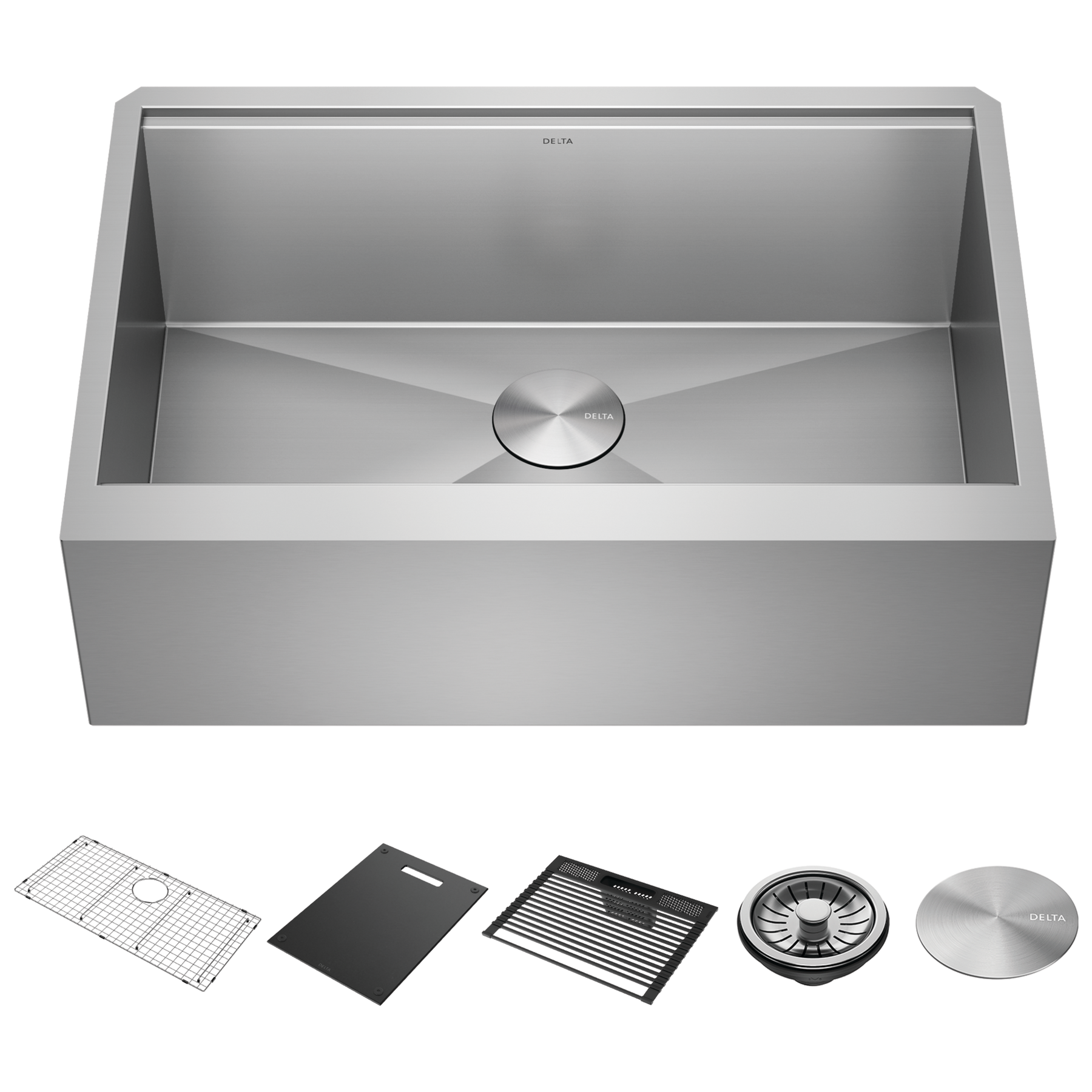 33&rdquo; Workstation Undermount&nbsp;Single Bowl&nbsp;16 Gauge Stainless Steel&nbsp;Farmhouse Apron Front Kitchen Sink&nbsp;with&nbsp;WorkFlow&trade; Ledge and Accessories