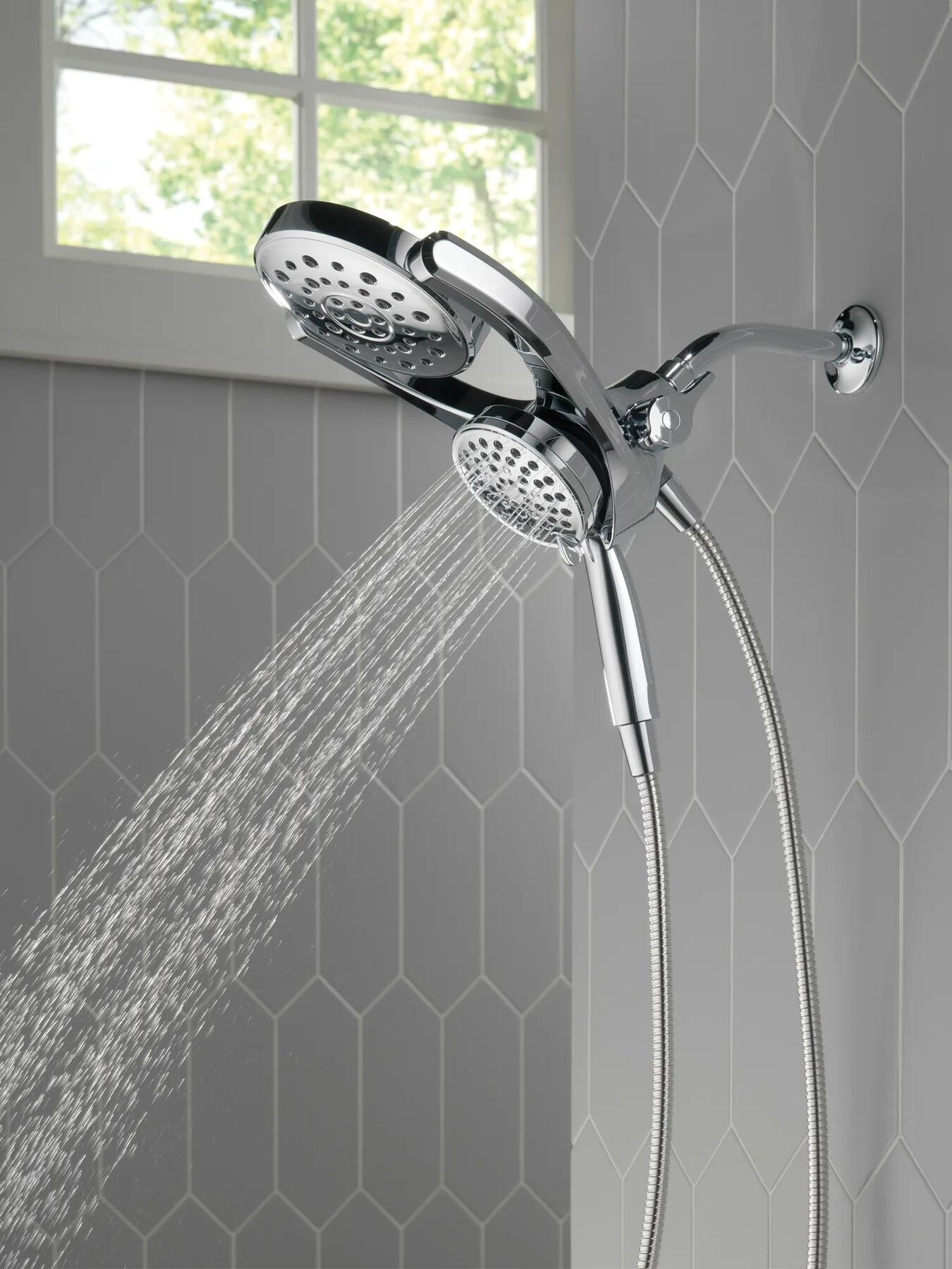 HydroRain&reg; 4-Setting Two-in-One Shower Head (Recertified)
