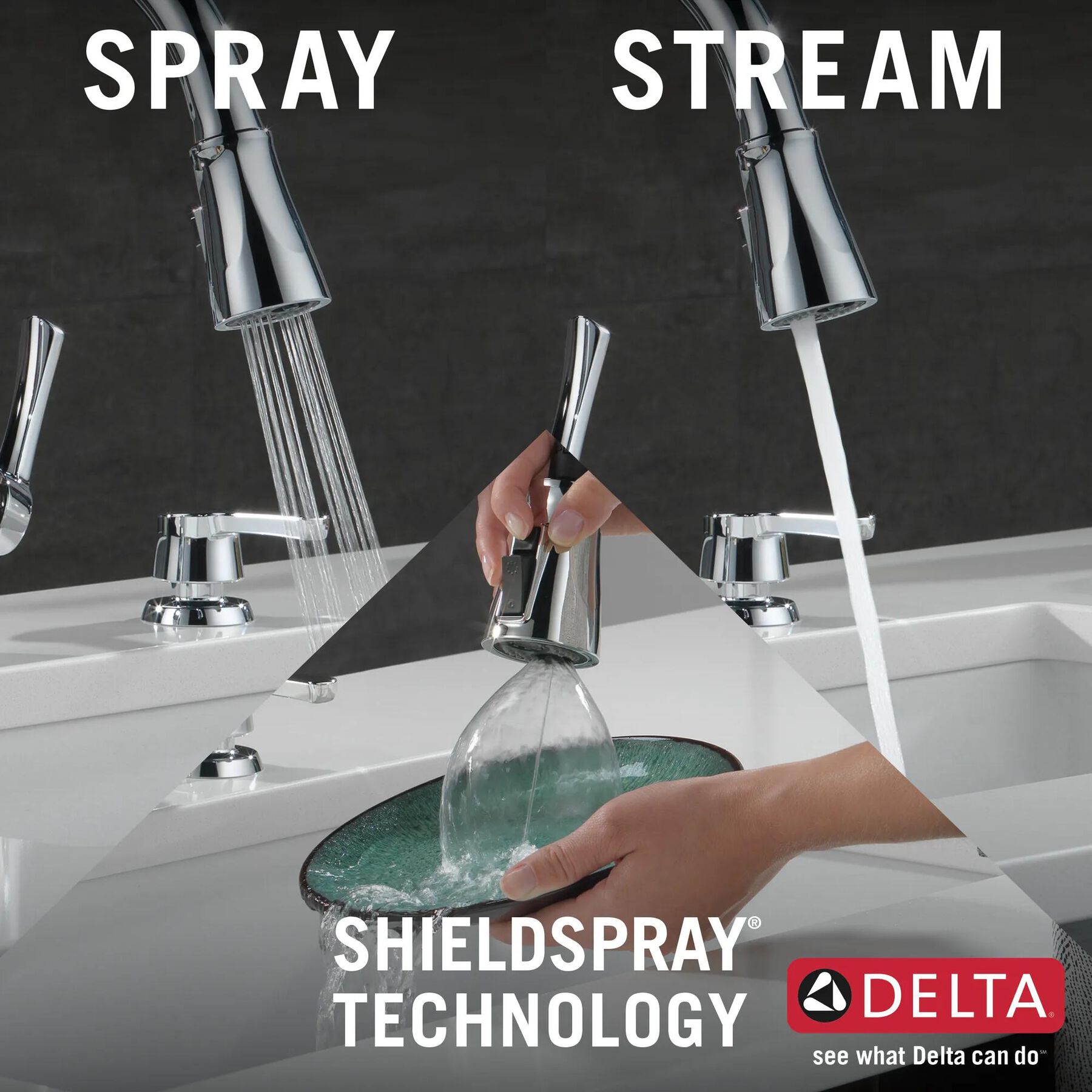 Single Handle Pull-Down Kitchen Faucet with Soap Dispenser and ShieldSpray &reg; Technology