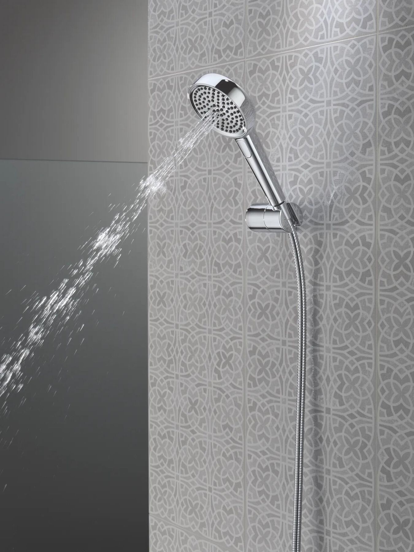 4-Setting Hand Shower with Wall Mount featuring FeatherRain&trade; Spray