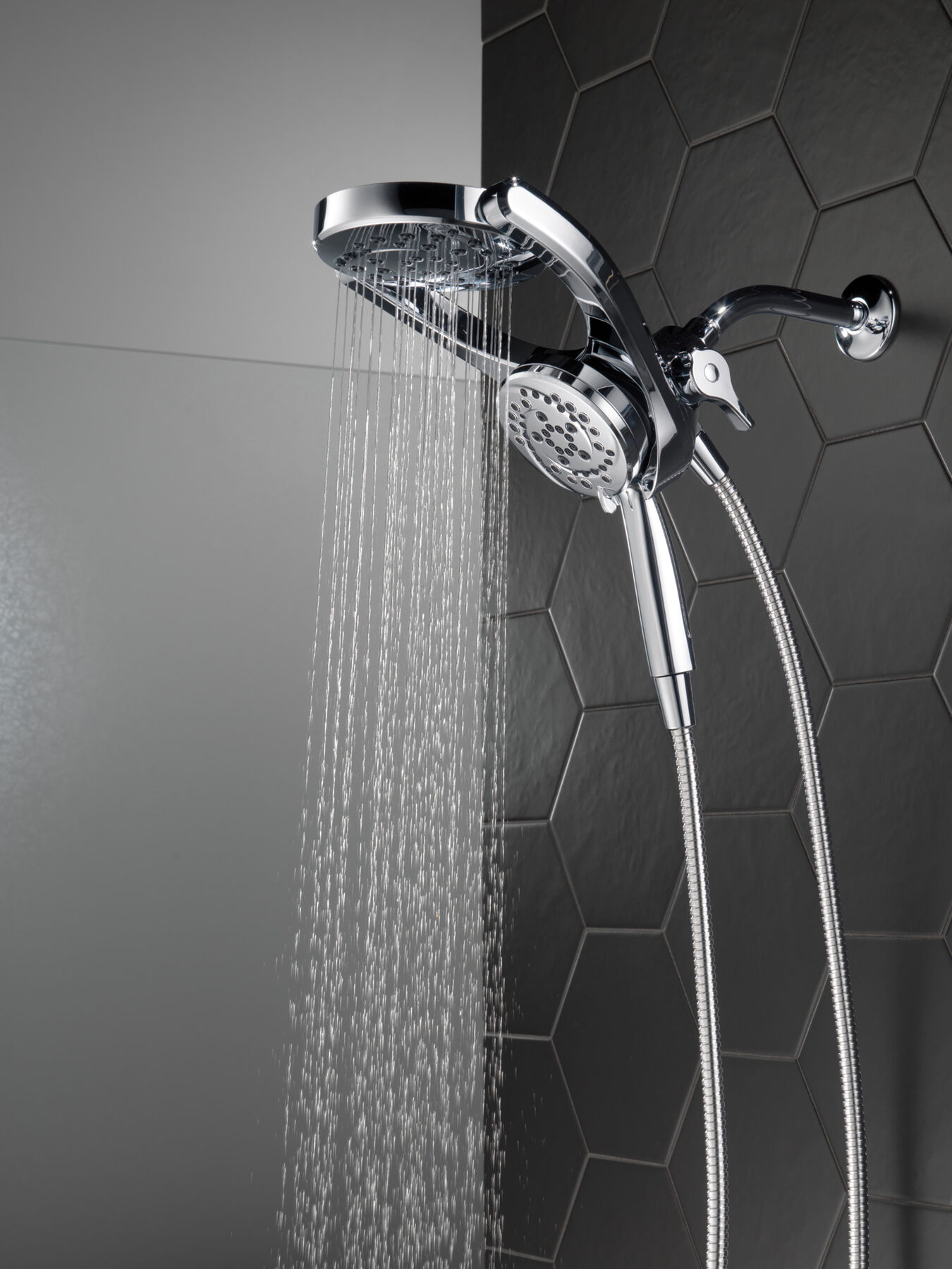 HydroRain&reg; 4-Setting Two-in-One Shower Head (Recertified)