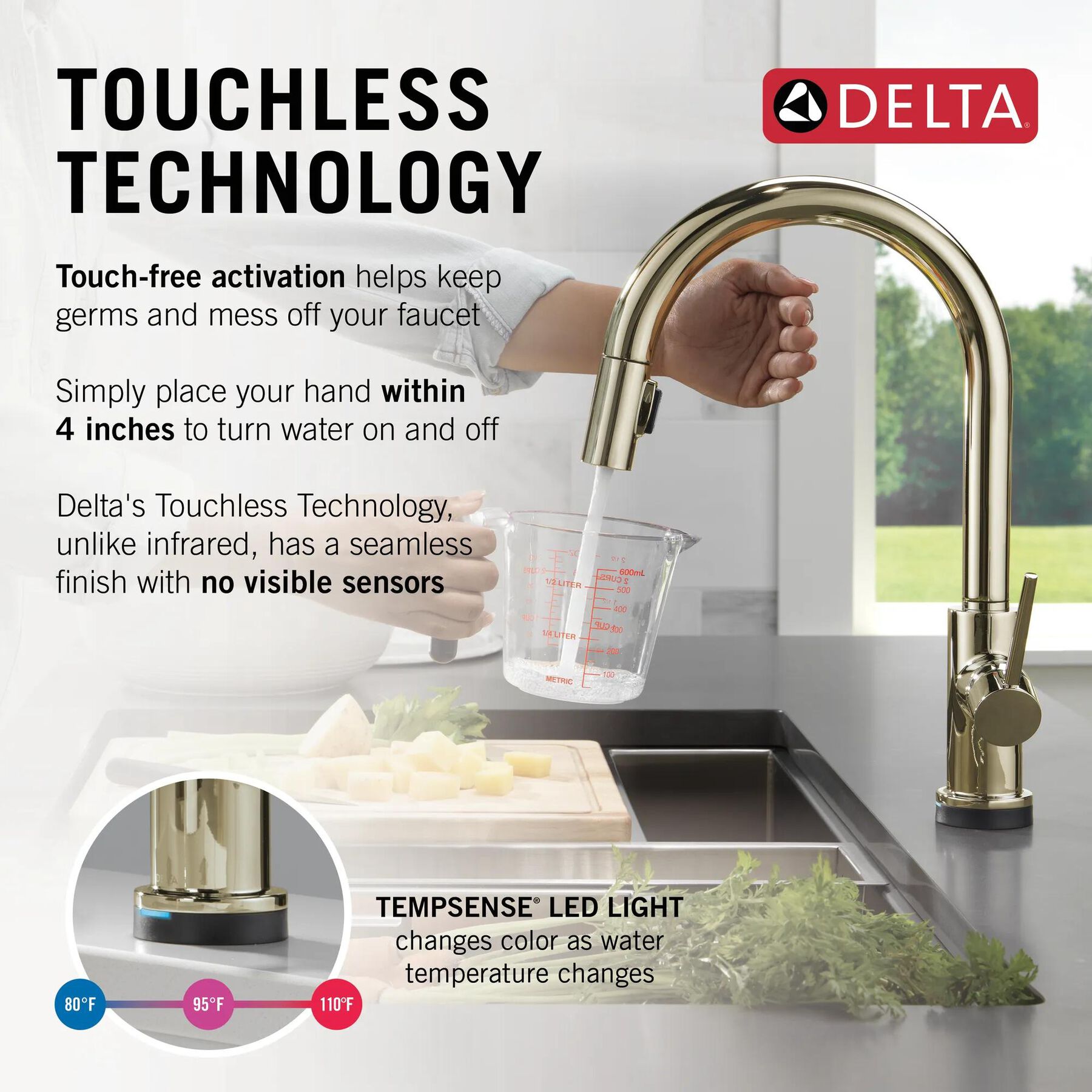 Touch<sub>2</sub>O&reg; Technology Kitchen Faucet with Touchless Technology