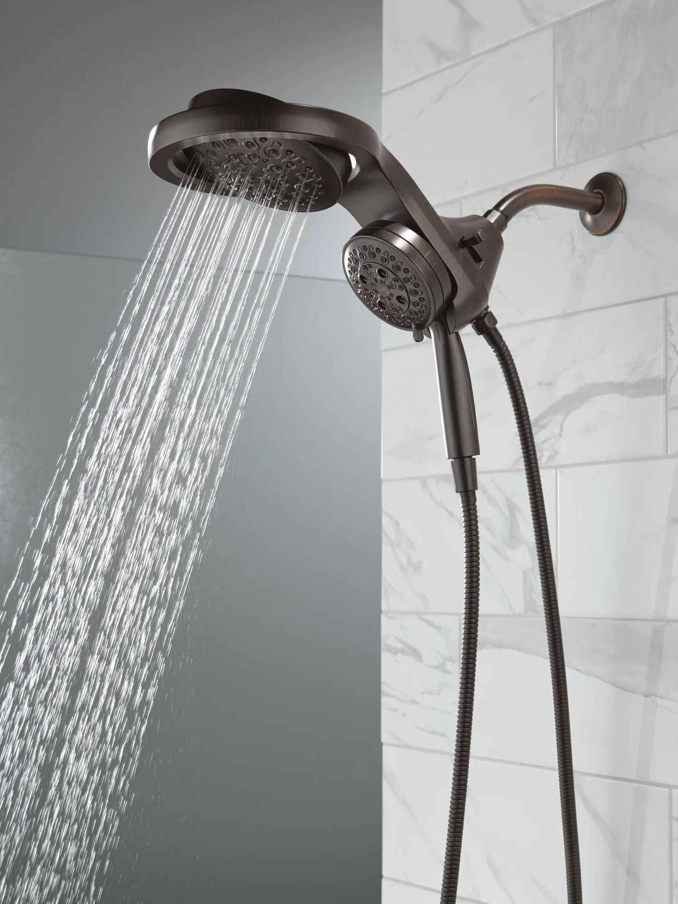 HydroRain&reg; H2Okinetic&reg; 5-Setting Two-in-One Shower Head (Recertified)
